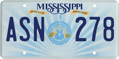 MS license plate ASN278