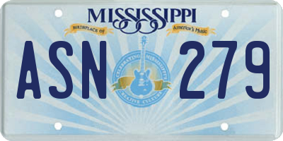 MS license plate ASN279