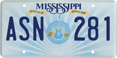 MS license plate ASN281