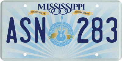 MS license plate ASN283