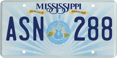 MS license plate ASN288