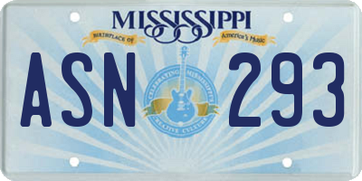 MS license plate ASN293