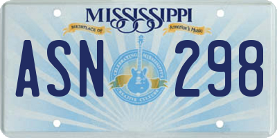 MS license plate ASN298