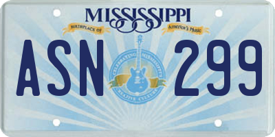 MS license plate ASN299