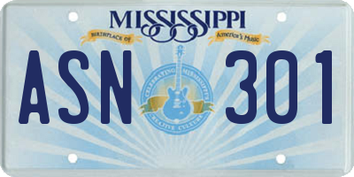 MS license plate ASN301