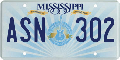 MS license plate ASN302