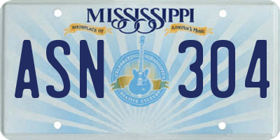 MS license plate ASN304