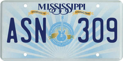 MS license plate ASN309