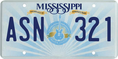 MS license plate ASN321