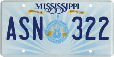 MS license plate ASN322