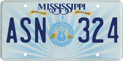 MS license plate ASN324