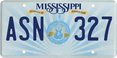 MS license plate ASN327