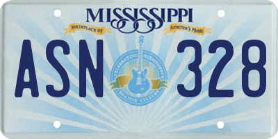 MS license plate ASN328
