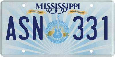 MS license plate ASN331