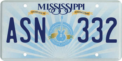 MS license plate ASN332