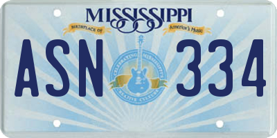MS license plate ASN334