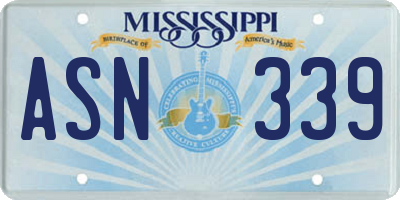 MS license plate ASN339