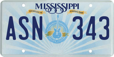MS license plate ASN343