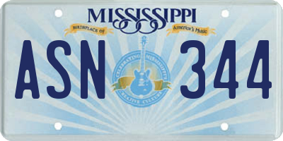 MS license plate ASN344