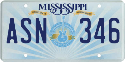 MS license plate ASN346