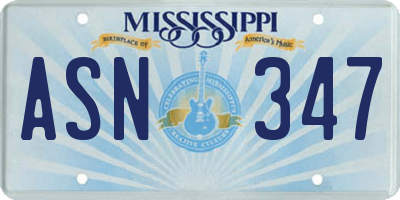 MS license plate ASN347