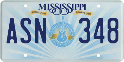 MS license plate ASN348