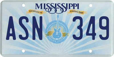 MS license plate ASN349