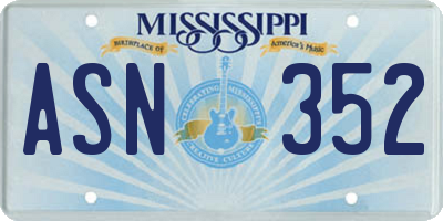 MS license plate ASN352