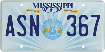 MS license plate ASN367