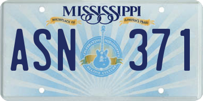 MS license plate ASN371