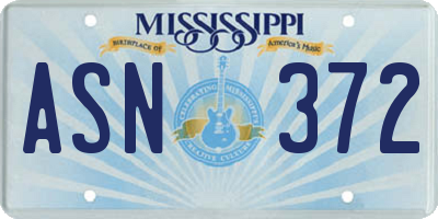 MS license plate ASN372