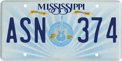 MS license plate ASN374