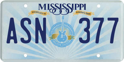 MS license plate ASN377