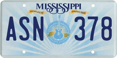 MS license plate ASN378