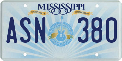 MS license plate ASN380