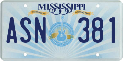 MS license plate ASN381
