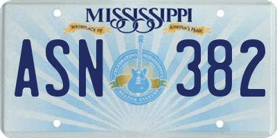 MS license plate ASN382