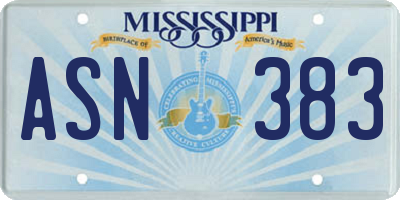 MS license plate ASN383