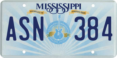 MS license plate ASN384