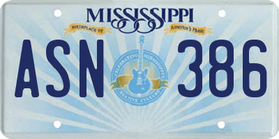 MS license plate ASN386