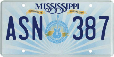 MS license plate ASN387