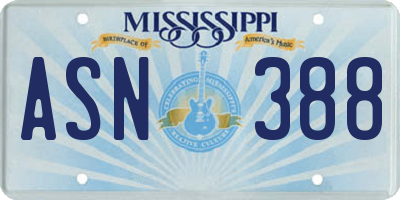 MS license plate ASN388