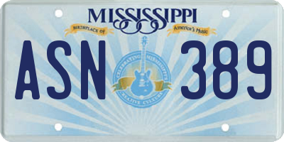 MS license plate ASN389