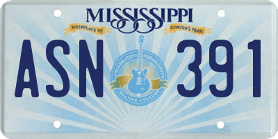 MS license plate ASN391