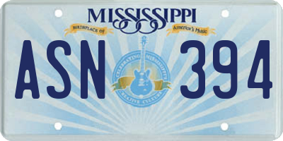 MS license plate ASN394