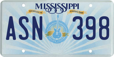 MS license plate ASN398