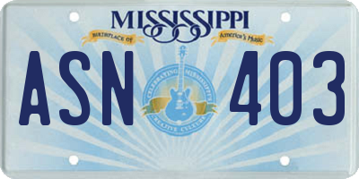 MS license plate ASN403