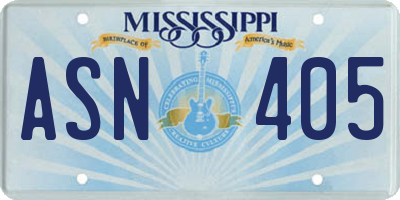 MS license plate ASN405