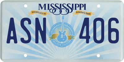 MS license plate ASN406