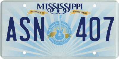 MS license plate ASN407